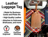 LSU Tigers Officially Licensed Engraved Leather Luggage Tag - Alumni Design
