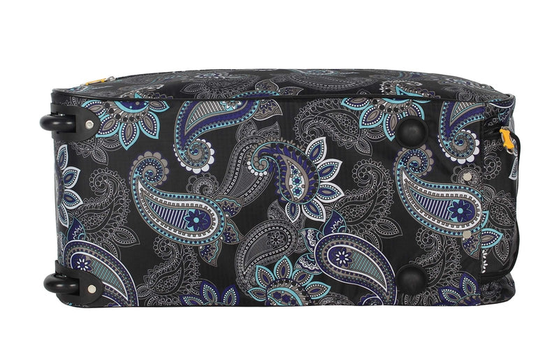 LUCAS Designer Carry On Luggage Collection - Lightweight Pattern 22 Inch Duffel Bag - Weekender Overnight Business Travel Suitcase with 2 - Rolling Wheels (Paisley Peacock)