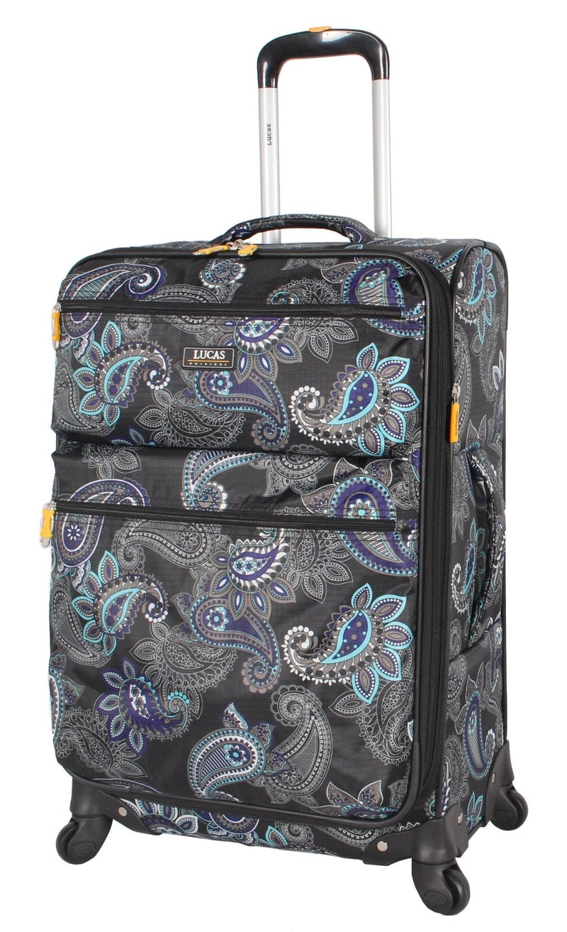 LUCAS Designer Luggage Collection - Expandable 24 Inch Softside Bag - Durable Mid - sized Ultra Lightweight Checked Suitcase with 4 - Rolling Spinner Wheels (Diva)