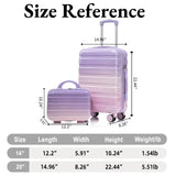 Luccalily Gradient Purple - Pink Luggage Set 14" & 20" - 2 Piece PC Spinner Wheel Suitcases with Combination Lock, Lightweight Carry On for Business & Vacation