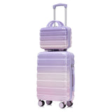Luccalily Gradient Purple - Pink Luggage Set 14" & 20" - 2 Piece PC Spinner Wheel Suitcases with Combination Lock, Lightweight Carry On for Business & Vacation