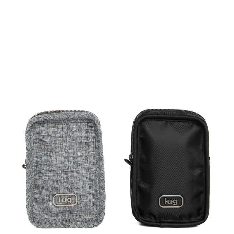 Lug Drizzle Mini Zip Storage Pouch - 2pc Set, BLACK/HEATHER GREY
