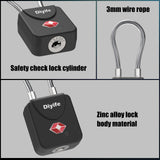 Luggage Locks with Key, [2 Pack] Diyife TSA Approved Luggage Locks, Suitcase Locks, Small TSA Travel Lock with Zinc Alloy Steel Cable Ideal for Backpacks, Bags, Toolbox, Case (Black)