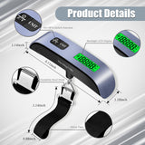 Luggage Scale, 110lbs Portable Digital Luggage Weight Scale, Rubber Pain Suitcase Scales with LCD Display & Temperature for Travel (Blue)