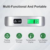 Luggage Scale, Digital Luggage Scale for Travel, Widen Upgrade Rubber Grip, 110 Pounds Portable Suitcase Scales with LED Display, Temperature Sensor, Peeling Function