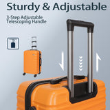 Luggage Set 3 Pieces (20/24/28) - Suitcase Set - Carry on Luggage with Wheels - Check - in Luggage - PC + ABS Durable Suitcase Rotating Silent Wheels Hardside Luggage with Spinner Wheels,5pcs (Orange)