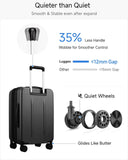 Luggage Sets 2 Piece, FLO5 Expandable Polycarbonate Hard Shell Suitcase Sets with Front Pocket (FX - Core, Black, 20/28 Inch)