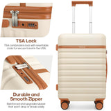 Luggage Sets 5 Piece, Carry On Luggage 20In With Spinner Wheels, Hardside Suitcase Set with TSA Lock,Durable Checked Large Suitcase With Travel Backpack for Men - 20in/24in/28in (Beige, 5 piece set)