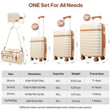 Luggage Sets 5 Piece, Carry On Luggage 20In With Spinner Wheels, Hardside Suitcase Set with TSA Lock,Durable Checked Large Suitcase With Travel Backpack for Men - 20in/24in/28in (Beige, 5 piece set)
