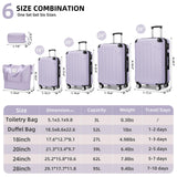 Luggage Sets 6 Piece, Expandable Luggage Set Clearance for Women, Suitcases with Wheels, Hardside Hard Shell Travel Luggage with TSA Lock (Lavender Purple, 6pcs)