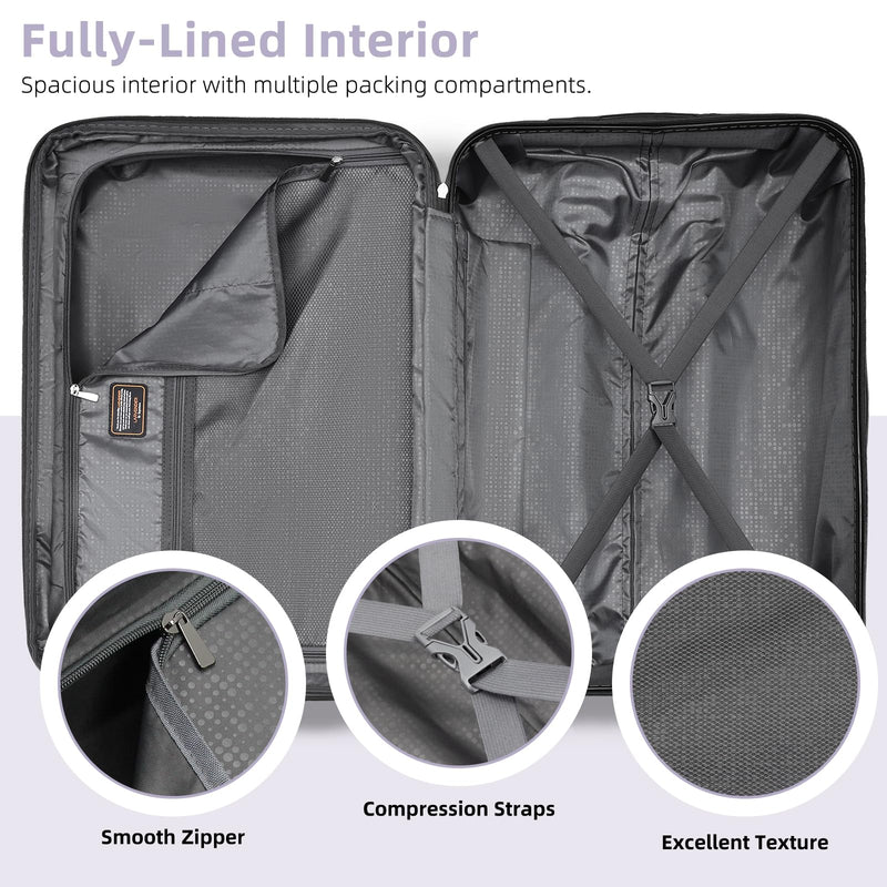 Luggage Sets 6 Piece, Expandable Luggage Set Clearance for Women, Suitcases with Wheels, Hardside Hard Shell Travel Luggage with TSA Lock (Lavender Purple, 6pcs)