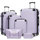 Luggage Sets 6 Piece, Expandable Luggage Set Clearance for Women, Suitcases with Wheels, Hardside Hard Shell Travel Luggage with TSA Lock (Lavender Purple, 6pcs)