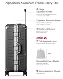 Luggage Sets with Spinner Wheels, 8010S Aluminum Frame Zipperless Polycarbonate Hard Shell Suitcase Sets (ZX - Core, Charcoal Metallic, 2 Piece (20/28))