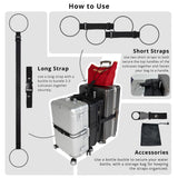 Luggage Straps 3 PCS for Suitcases TSA Approved 2 Short & 1 Long Adjustable Straps with Elastic Thick Rope for Connecting Suitcases and Bags Stably with Strap Buckle and Bottle Buckle Clip, Black