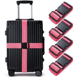 Luggage Straps for Suitcases 4 Pack, TSA Approved Travel Essentials, Luggage Strap for Travel Suitcase & Bag Closure and for Easy Identification, Travel Accessories for Safety & Convenience (Rose Red)