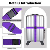 Luggage Straps for Suitcases Travel Belt Suitcase Strap, Heavy Duty with Quick - Release Buckle Suitcase Safe Belt with Name Card, Bright Color Adjustable Luggage Belts, TSA Approved, 4 Pack, Purple