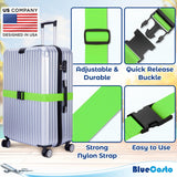 Luggage Straps for Suitcases - TSA Approved - Neon Green, 4 PK - Premium Nylon Belts for Suitcase, Briefcase & Travel Bag - Adjustable Strap Length 46" - 78"