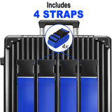 Luggage Straps for Suitcases TSA Approved Travel Belt 4 Pack by Chelmon (Blue)