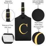 Luggage Tag PU Leather for Suitcase Baggage Handbag Travel Bag Label Suitcase Tag Label Tag w. Name Card & Privacy Cover (C)