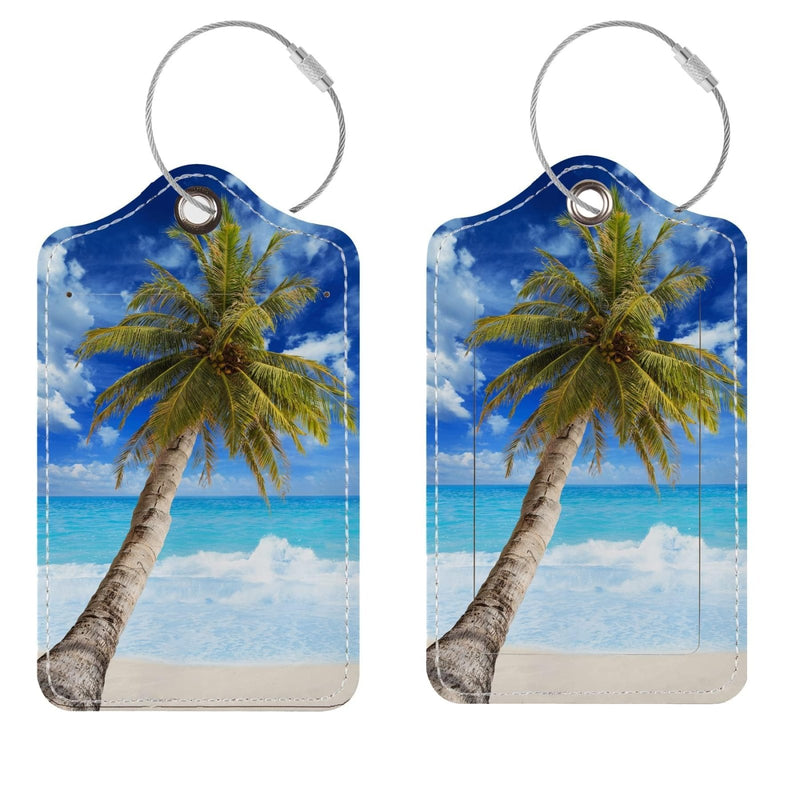 Luggage Tags for Suitcases, 2 Pack Cute PU Leather Suitcase Tag Identifiers TSA Approved with Stainless Steel Loop and Address Card for Baggage Tag for Cruise Airport Travel Essentials by Chelmon
