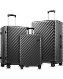 LUGGEX 3 Piece Set Luggage with Spinner Wheels, KVC Polycarbonate Expandable Hard Shell Suitcase (EX - Core, Charcoal Metallic, 3 Piece Sets)