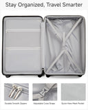 LUGGEX 3 Piece Set Luggage with Spinner Wheels, KVC Polycarbonate Expandable Hard Shell Suitcase (EX - Core, Charcoal Metallic, 3 Piece Sets)