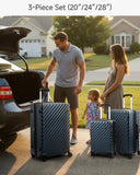 LUGGEX 3 Piece Set Luggage with Spinner Wheels, KVC Polycarbonate Expandable Hard Shell Suitcase (EX - Core, Navy, 3 Piece Sets)