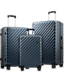 LUGGEX 3 Piece Set Luggage with Spinner Wheels, KVC Polycarbonate Expandable Hard Shell Suitcase (EX - Core, Navy, 3 Piece Sets)