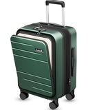 LUGGEX Carry On Front Pocket Suitcase, Expandable Polycarbonate, Green, 20