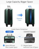 LUGGEX Carry On Front Pocket Suitcase, Expandable Polycarbonate, Green, 20"