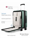 LUGGEX Carry On Front Pocket Suitcase, Expandable Polycarbonate, Green, 20"