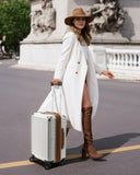 LUGGEX Carry On Luggage 22x14x9 Airline Approved, PC Expandable Hard Shell Suitcases with Spinner Wheels, 20 Inch, White Brown