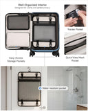 LUGGEX Carry On Luggage Top Opening, FLA Aluminum Frame Trunk Style Luggage, Polycarbonate Hard Shell Suitcase (FX - Enhance, Charcoal Metallic, 20 Inch, 38L)