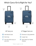 LUGGEX Carry On Luggage Top Opening, FLA Aluminum Frame Trunk Style Luggage, Polycarbonate Hard Shell Suitcase (FX - Enhance, Charcoal Metallic, 20 Inch, 38L)
