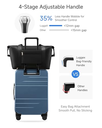 LUGGEX Carry On Luggage Top Opening, FLA Aluminum Frame Trunk Style Luggage, Polycarbonate Hard Shell Suitcase (FX - Enhance, Charcoal Metallic, 20 Inch, 38L)
