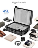 LUGGEX Carry On Luggage with Spinner Wheels, 8010S Aluminum Frame Zipperless Polycarbonate Hard Shell Suitcase (ZX-Core, Black, 21 Inch)