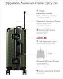 LUGGEX Carry On Luggage with Spinner Wheels, 8010S Aluminum Frame Zipperless Polycarbonate Hard Shell Suitcase (ZX-Core, Green, 21 Inch)