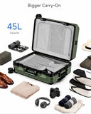 LUGGEX Carry On Luggage with Spinner Wheels, 8010S Aluminum Frame Zipperless Polycarbonate Hard Shell Suitcase (ZX-Core, Green, 21 Inch)