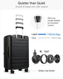 LUGGEX Checked Luggage Top Opening, FLT Expandable Polycarbonate Hard Shell Suitcase with Wheels (FX-Lite, Black, 24 Inch, 63L-70L)