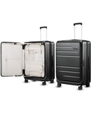 LUGGEX Checked Suitcase with Spinner Wheels, FLO5 Expandable Polycarbonate Hard Shell Suitcase with TSA Approved Lock (FX - Core, Black, 28 Inch)