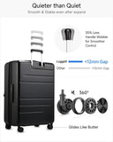 LUGGEX Checked Suitcase with Spinner Wheels, FLO5 Expandable Polycarbonate Hard Shell Suitcase with TSA Approved Lock (FX - Core, Black, 28 Inch)