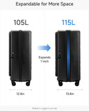 LUGGEX Checked Suitcase with Spinner Wheels, FLO5 Expandable Polycarbonate Hard Shell Suitcase with TSA Approved Lock (FX - Core, Black, 28 Inch)
