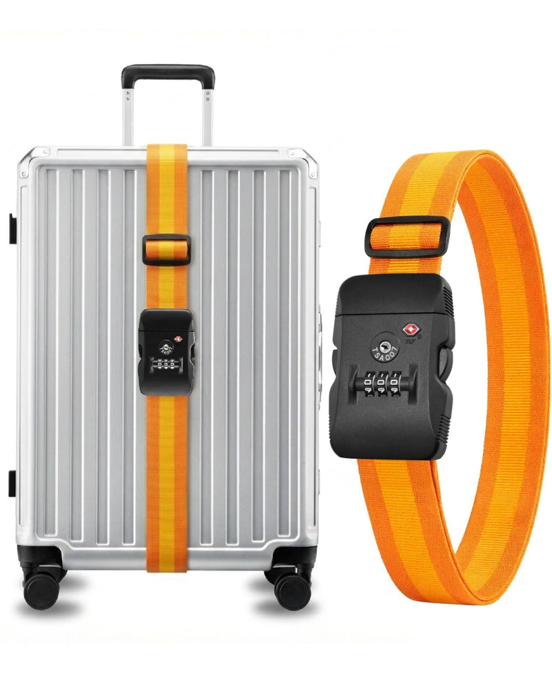 LUGGEX Luggage Straps TSA Approved, Luggage Straps for Suitcases, Easy Adjustable & Reinforced Buckle (Orange - Yellow 20 - 32inch, 1 Pack)