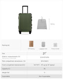LUGGEX Zipperless Carry On Luggage with Spinner Wheels 22.5" x 15.5" x 9.6", SF81 Aluminum Polycarbonate Hard Shell Front Opening Suitcase, TSA & Cup Holder (ZX-Pro, Olive Green)