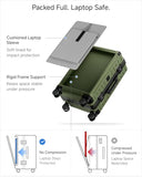 LUGGEX Zipperless Carry On Luggage with Spinner Wheels 22.5" x 15.5" x 9.6", SF81 Aluminum Polycarbonate Hard Shell Front Opening Suitcase, TSA & Cup Holder (ZX-Pro, Olive Green)