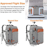 Lumesner Rolling Backpack for Men and Women, Extra Large 42L Travel Backpack with Wheels, 17.3 Inch Carry - On Laptop Bag with 4 packing cubes for Business and Work, Large Capacity Rolling Bag, Grey