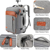 Lumesner Rolling Backpack for Men and Women, Extra Large 42L Travel Backpack with Wheels, 17.3 Inch Carry - On Laptop Bag with 4 packing cubes for Business and Work, Large Capacity Rolling Bag, Grey