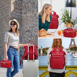 Lunch Backpack, 15.6 inch Laptop Backpack with Insulated Lunch Bag, Backpack Cooler for Women, Large Travel Backpack Lunch Box Compartment, Work Computer Backpack, Teacher College Book Bag, Red