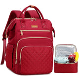 Lunch Backpack, 15.6 inch Laptop Backpack with Insulated Lunch Bag, Backpack Cooler for Women, Large Travel Backpack Lunch Box Compartment, Work Computer Backpack, Teacher College Book Bag, Red