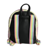Luv Betsey Johnson B - Peyton Rainbow Multi Mini Backpack, Women's Pastel Hearts Faux Leather Handbag, Quilted Diamond Pattern Rucksack